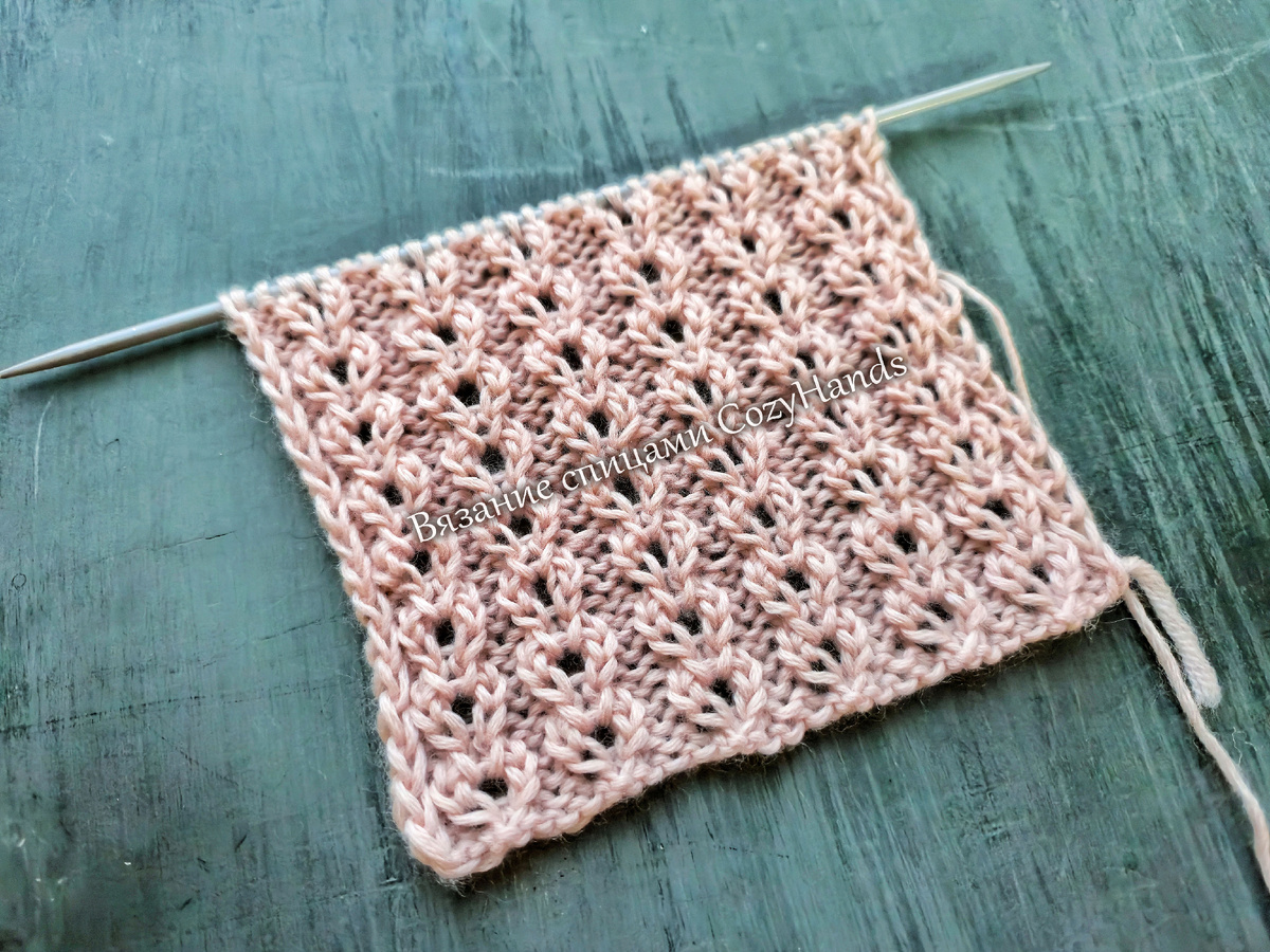 Ажурный узор спицами Вертикальные цепи