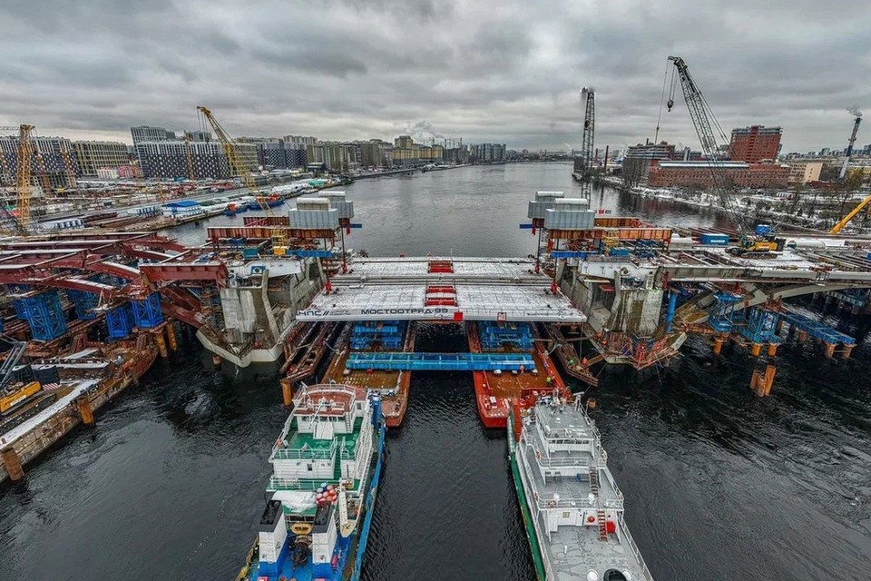   Новый этап строительства моста. Фото: gov.spb.ru