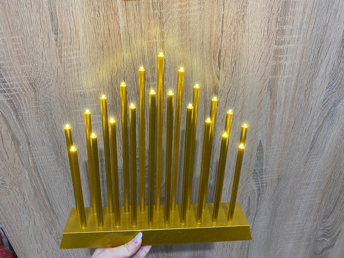 Светящаяся электрическая фигура KREAFORTA Свечи 20 светодиодов h29 см, золотой, 1190Р