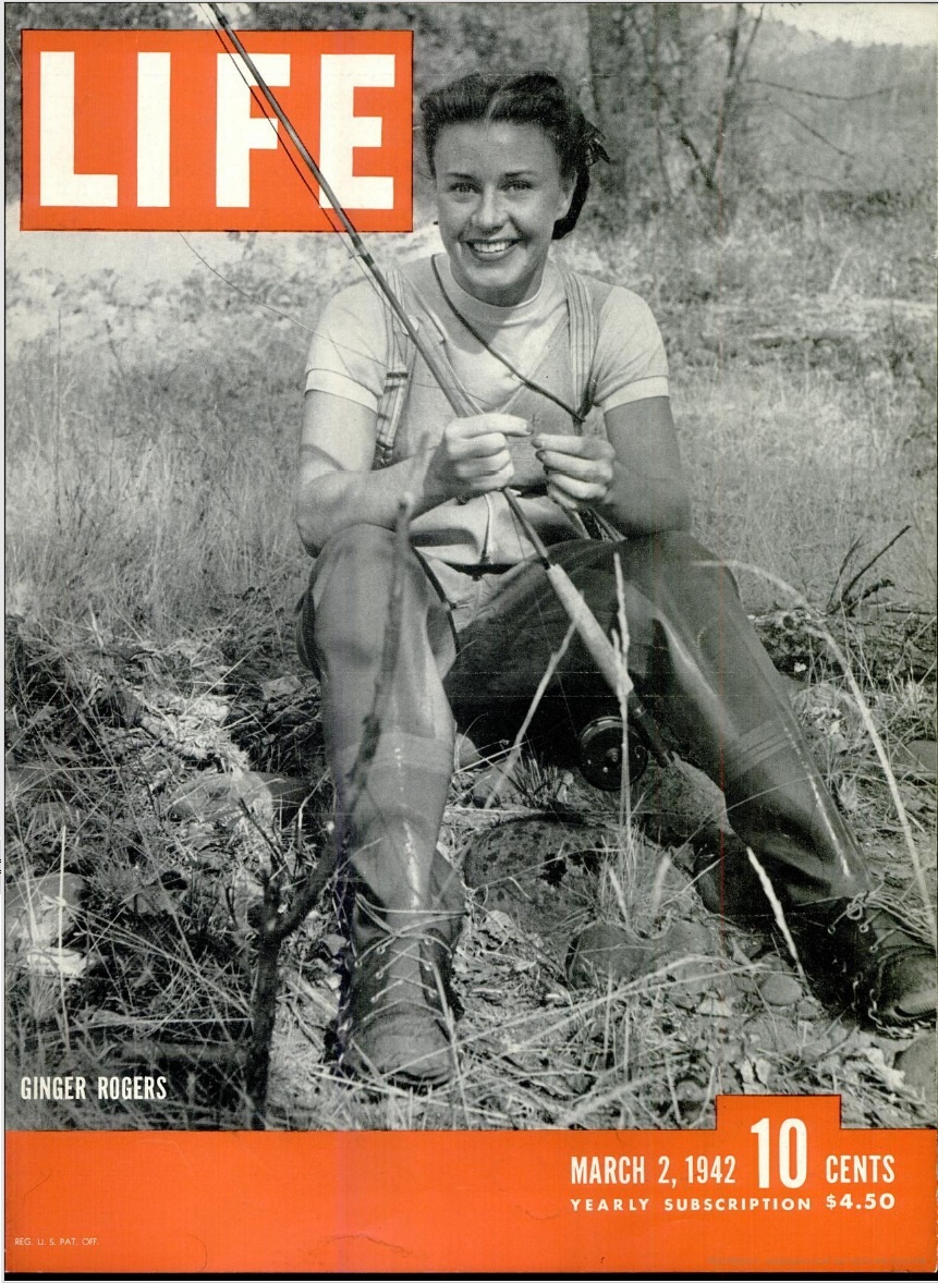 Обложка журнала "Лайф" за 2 марта 1942 года. Лицо обложки - актриса, танцовщица и певица "Золотого века" Голливуда Джинджер Роджерс (1911-1995).