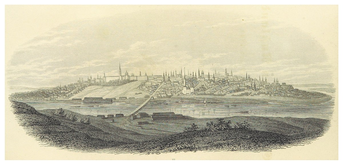 Калуга. Изображение взято со страницы 412 "Путешествия по европейской части России в 1840 и 1841 годах" Блазиуса, Иоганна Генриха.