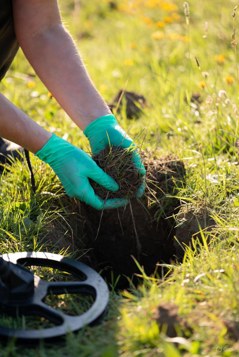 Аккуратно закопай ямку.Лучше всего, сделать как было!