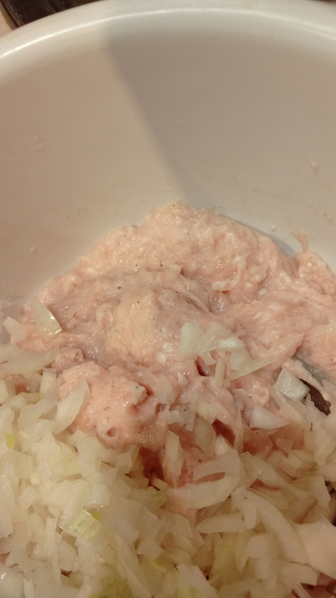 Фарш с луком. Фото автора.