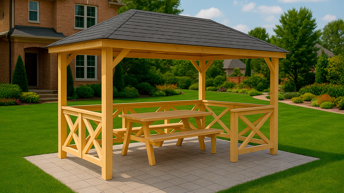 Беседка обработанная антисептиком