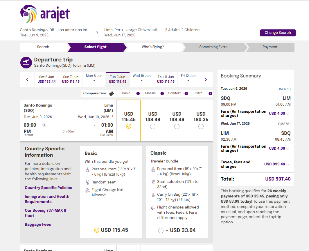 авиабилеты в Перу, официальный сайт авиакомпании Arajet