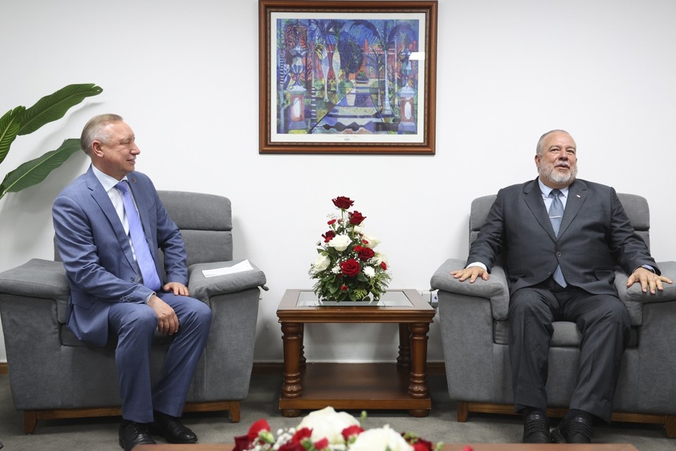    Губернатор Петербурга Александр Беглов и премьер-министр Кубы Мануэлем Марреро Крусом. Фото: gov.spb.ru