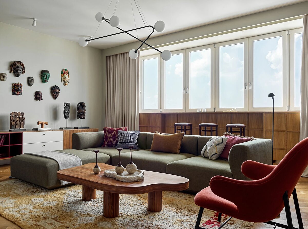 Марокканский ковер бужад в гостиной