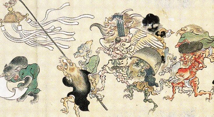 Гравюра с ёкаями. Pinterest.