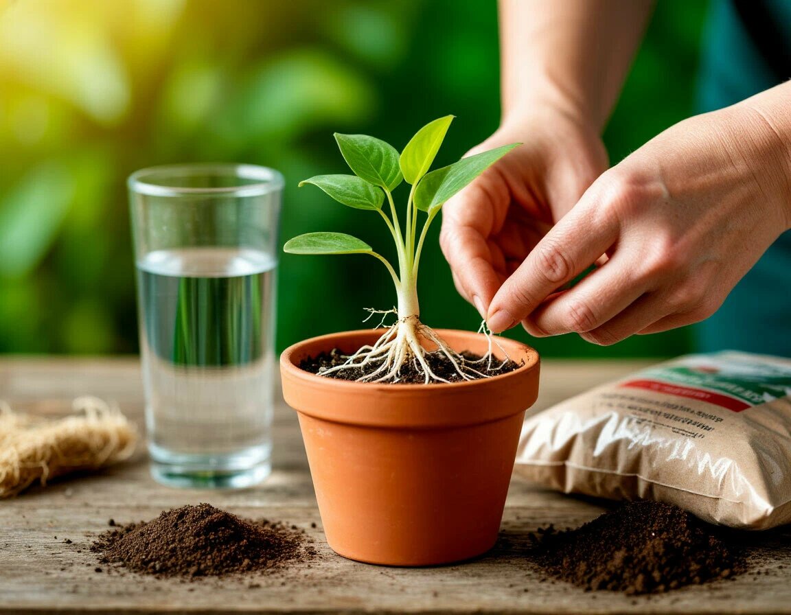 Как правильно пересадить черенок с корешками из воды в грунт