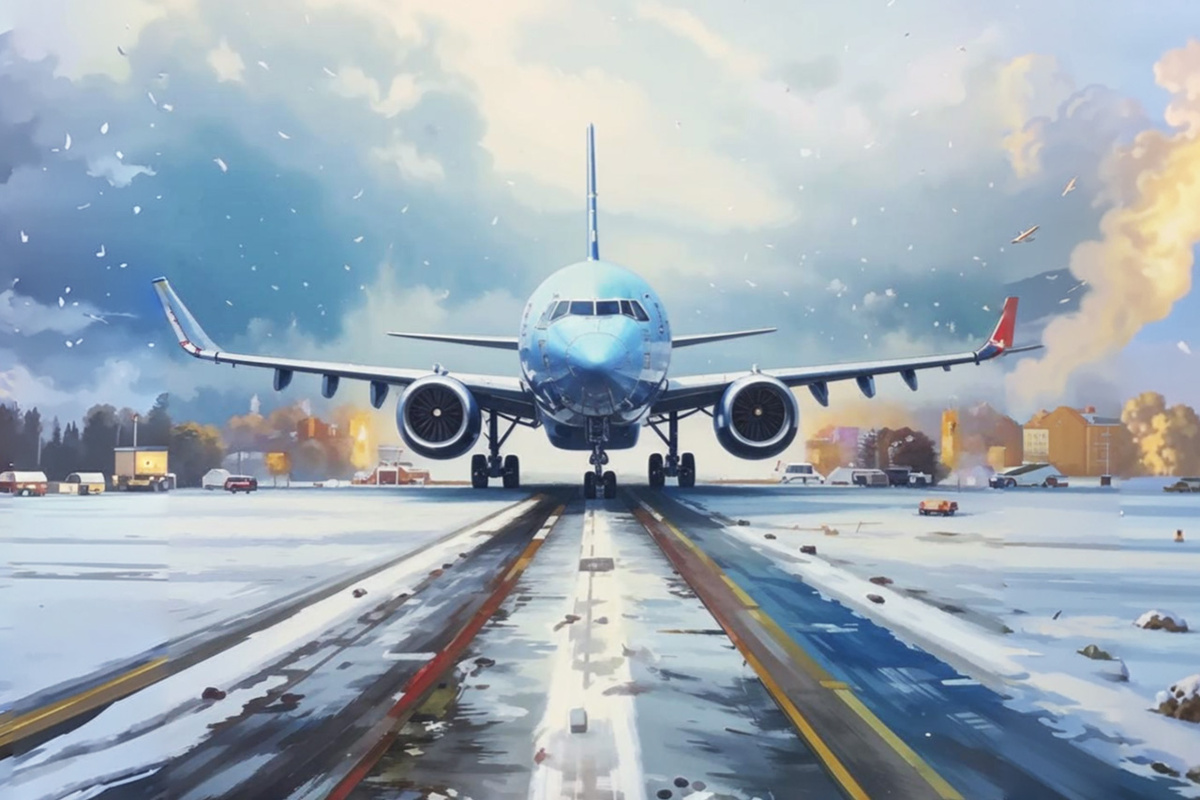 Самолет приземлился из-за технической неисправности.  Фото: Изображение сгенерировано нейросетью Kandinsky 3.1