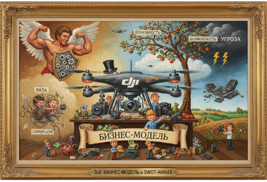 DJI: бизнес-модель и SWOT-анализ. Создано ИИ