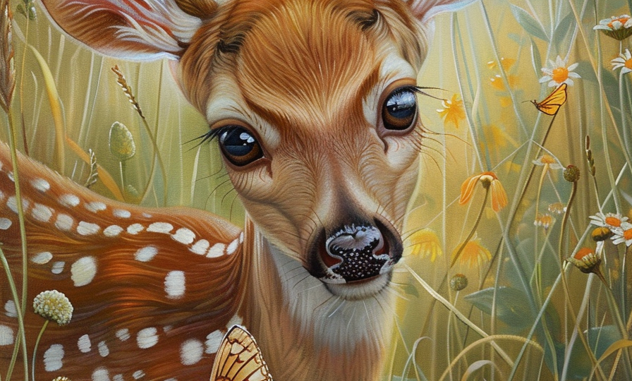 Олененок и бабочки