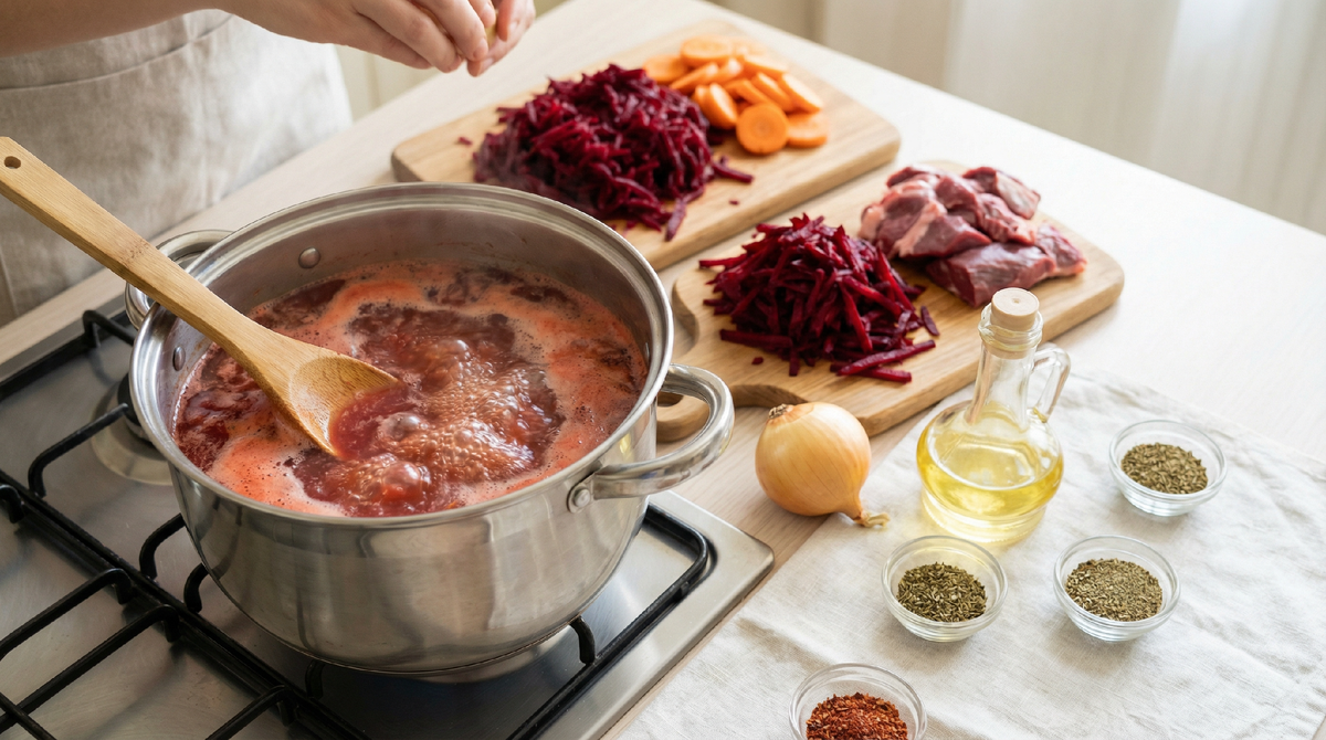 Борщ с субпродуктами (26 рублей на порцию)