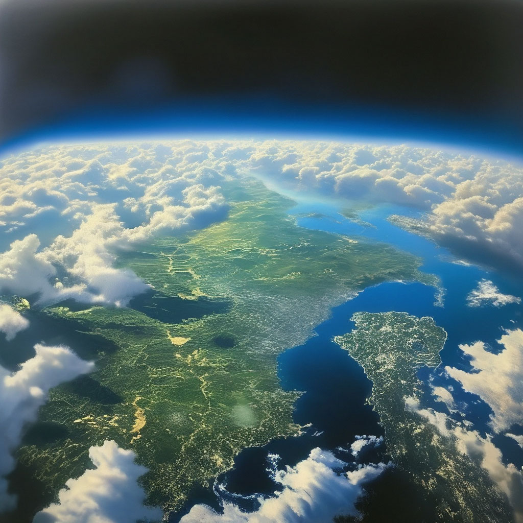 Земля с высоты полета.