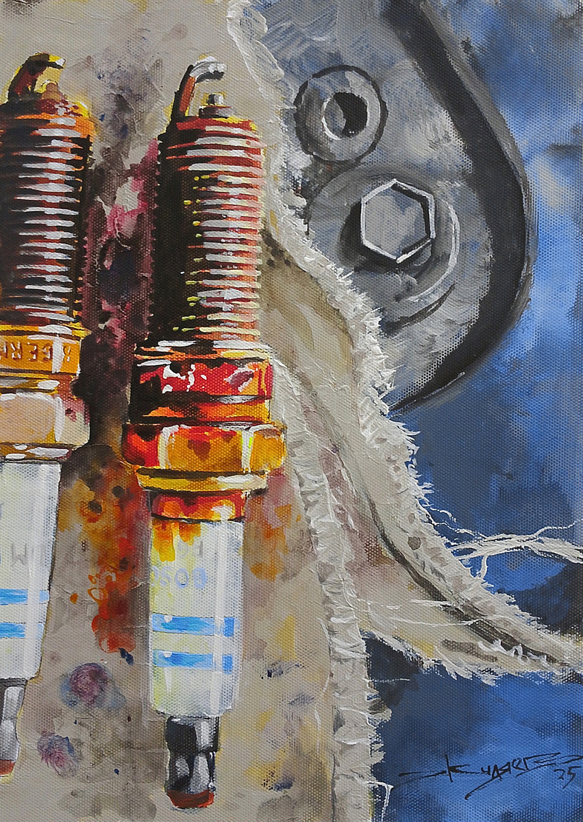 Картина на холсте 30х21 см. "Гаражная история" В продаже 4 т. р.