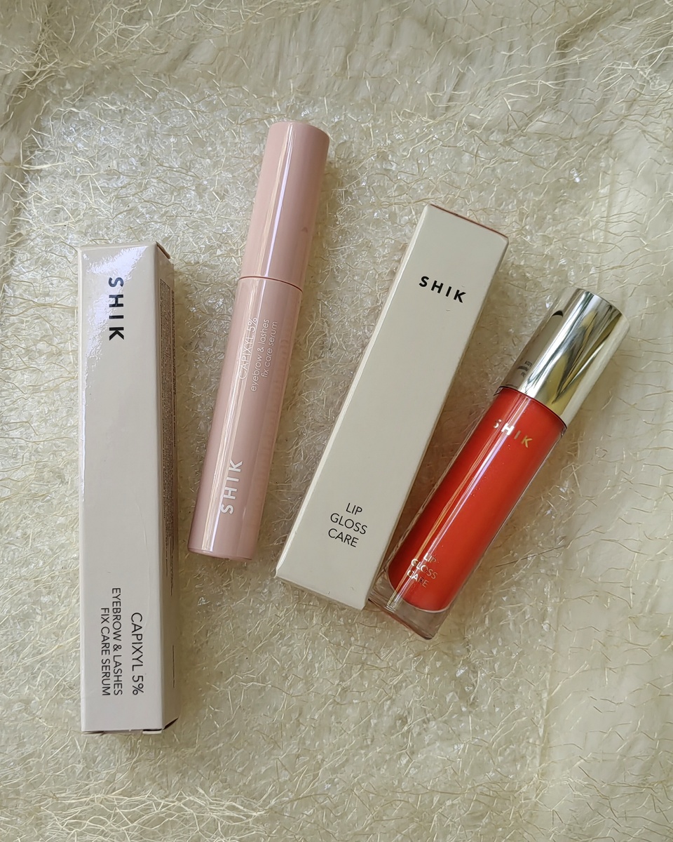 Блеск для губ и сыворотка-гель для ресниц и бровей от бренда "Shik" 