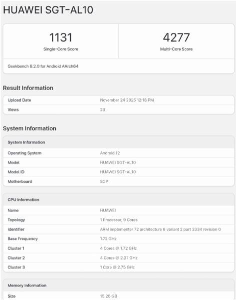    Характеристики HUAWEI Kirin 9030 раскрыты бенчмарком