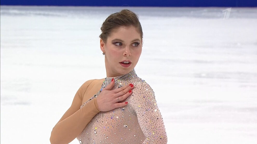    Анастасия Мишина и Александр Галлямов. Фото: стоп-кадр прямого эфира «Первого канала»