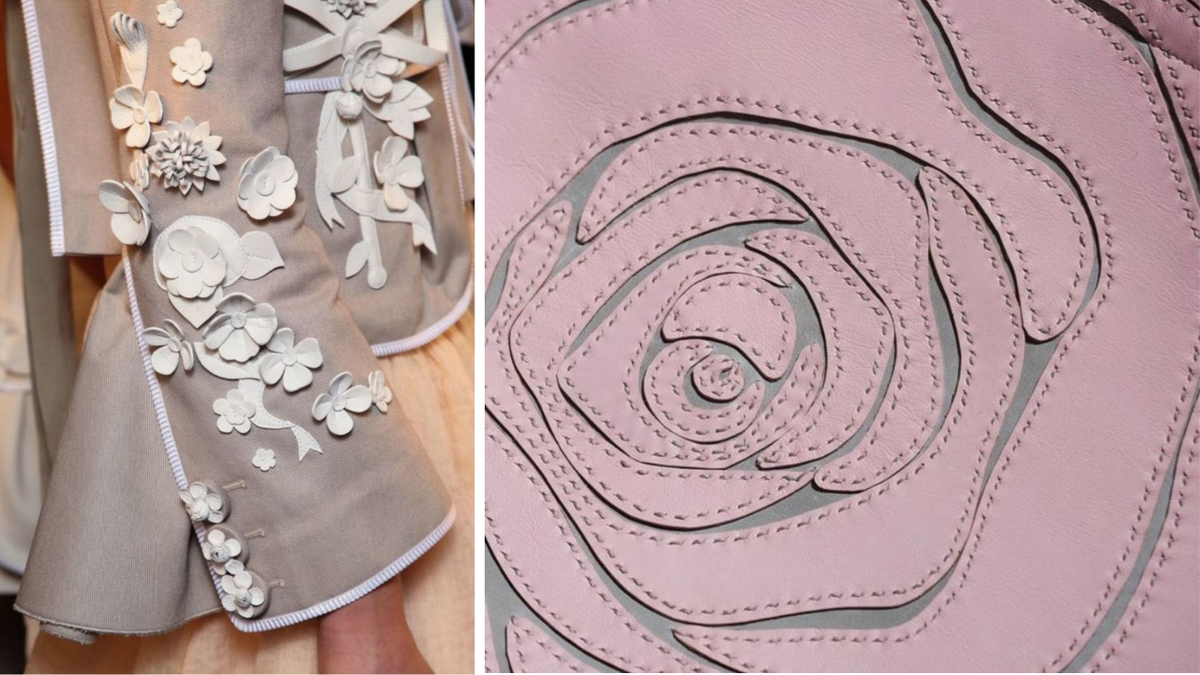 Примеры кутюрной вышивки по коже