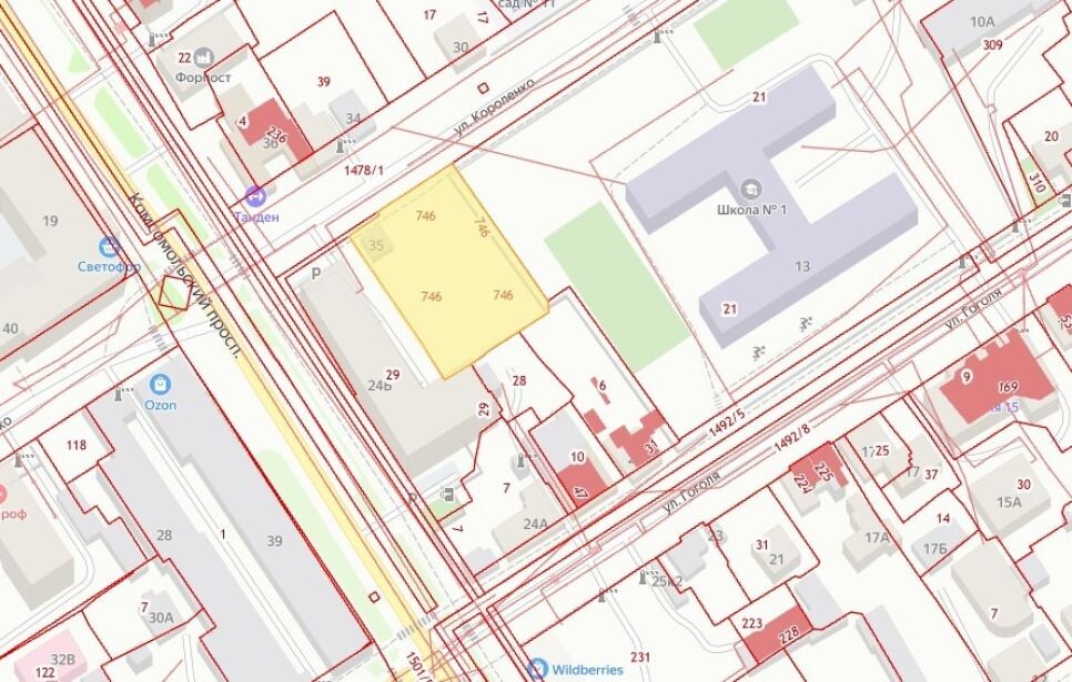 Ул. Короленко
Фото: Публичная кадастровая карта