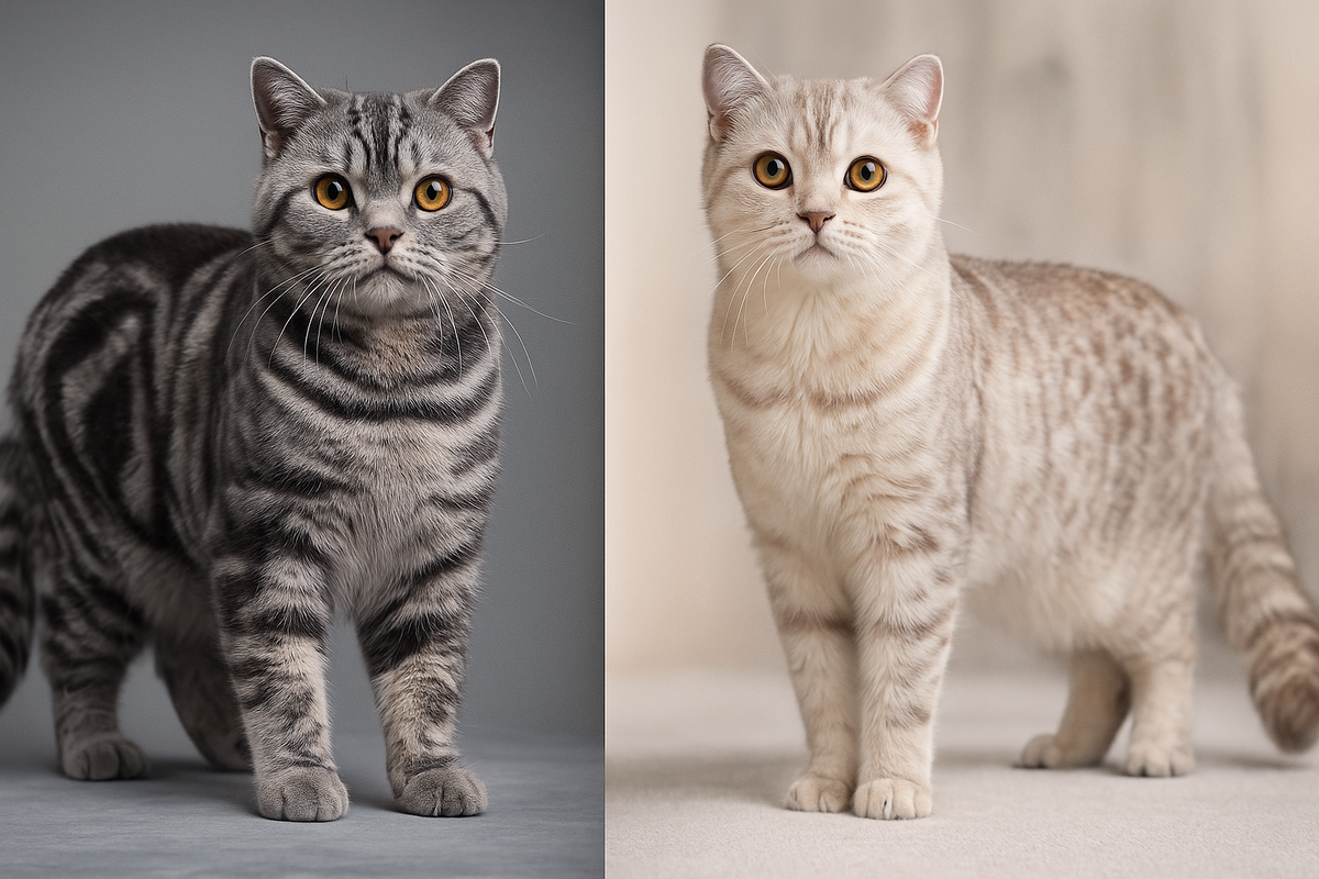 Слева британец, справа прямоухий шотландец (страйт)