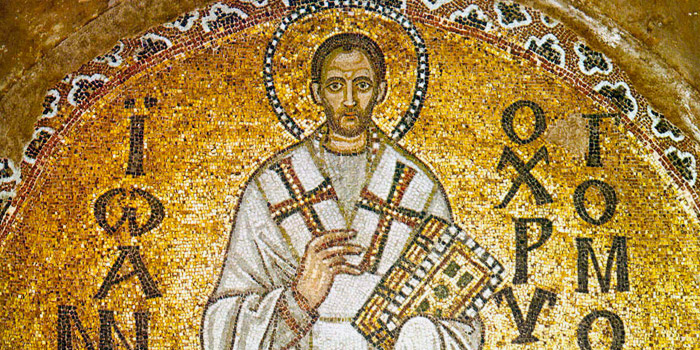 Святитель Иоанн Златоуст (мозаика в соборе Святой Софии, Константинополь, IX в.). Фото: wikipedia.org