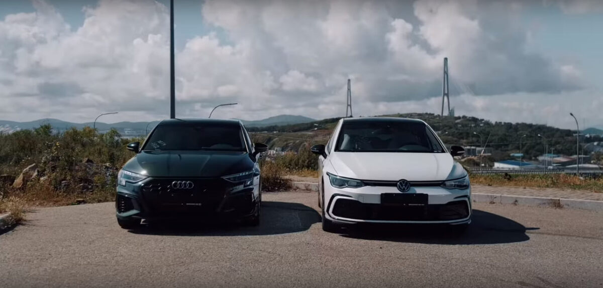 Volkswagen Golf 8 и Audi A3. Источник: скриншот из VKвидео канала «Япония Транзит»