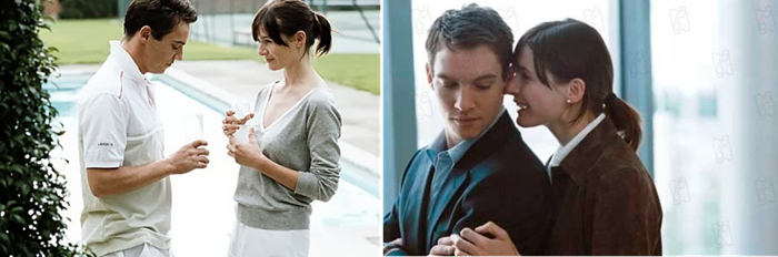 Эволюция главного героя от тренера по теннису до работника крупной фирмы в Лондонском Сити. Кадры из фильма «Матч поинт» (2005)