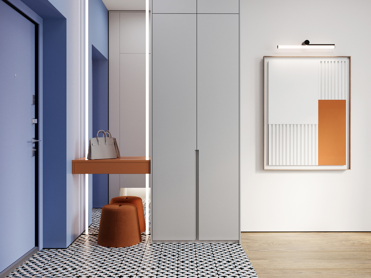 Прихожая Родина Переделкино, Москва, ЗАО, Боровское шоссе, 51. Дизайн-проект от студии «Точка дизайна».