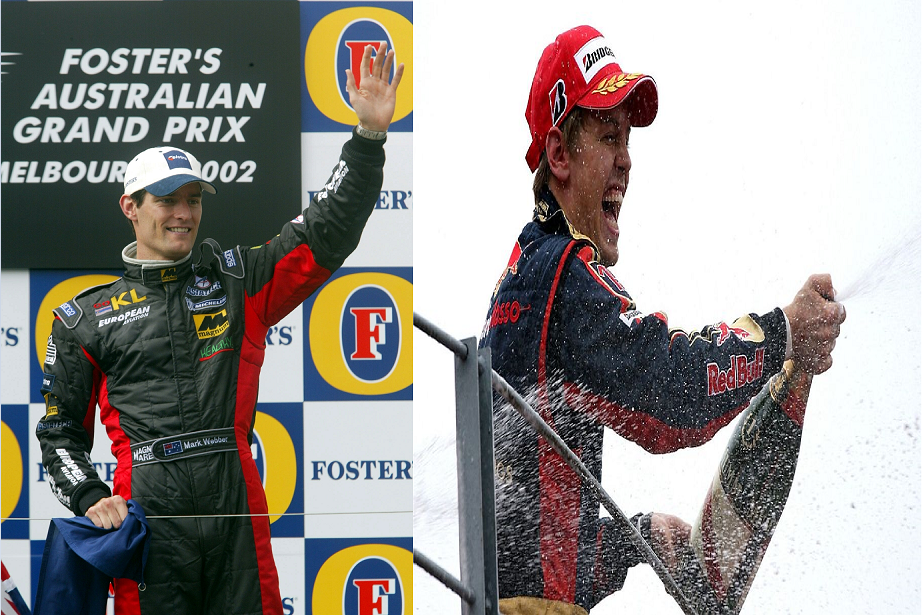 Уэббер в команде Minardi и Феттель в команде Toro Rosso