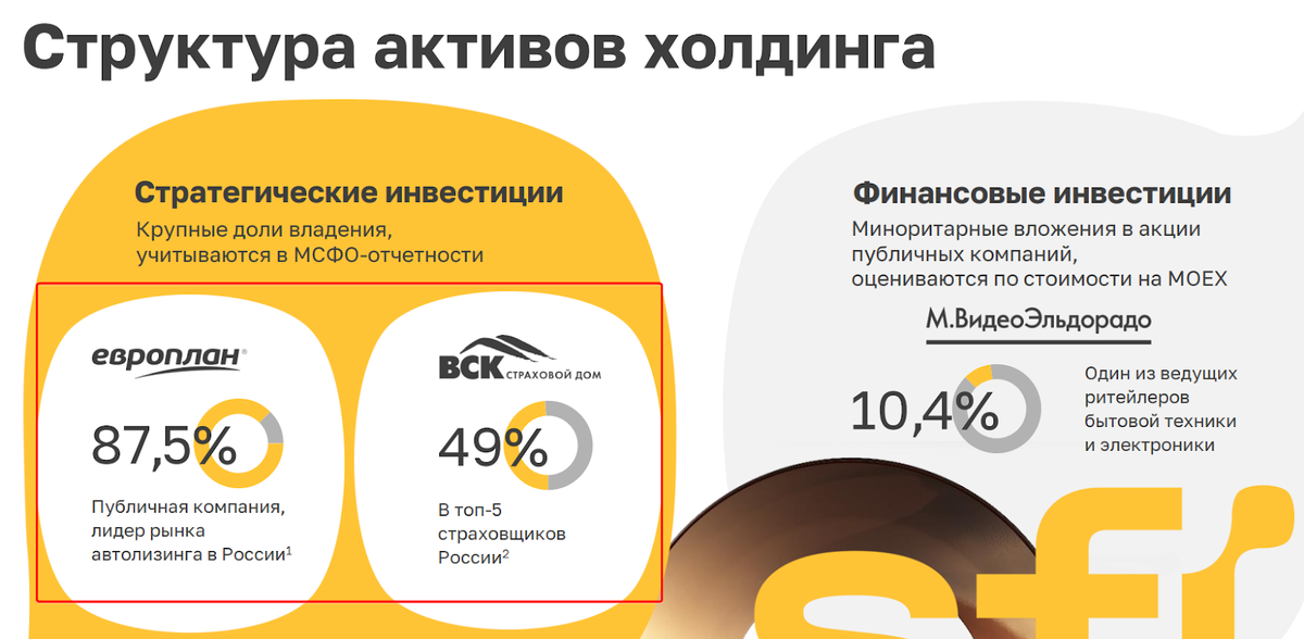 Структура активов ЭсЭфАй по данным компании