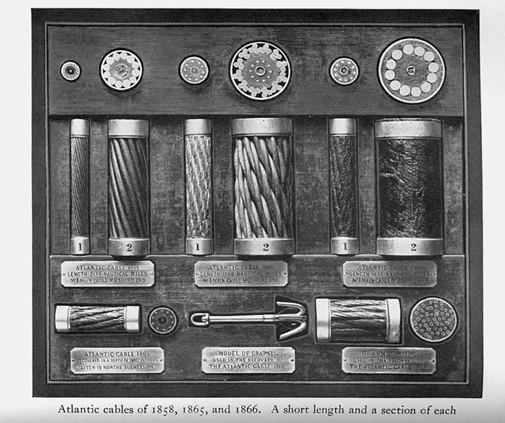 Образцы кабелей 1858, 1865 и 1866 годов