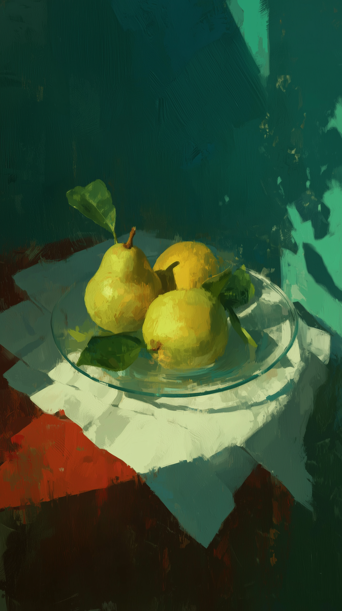 Золотые груши в утреннем свете