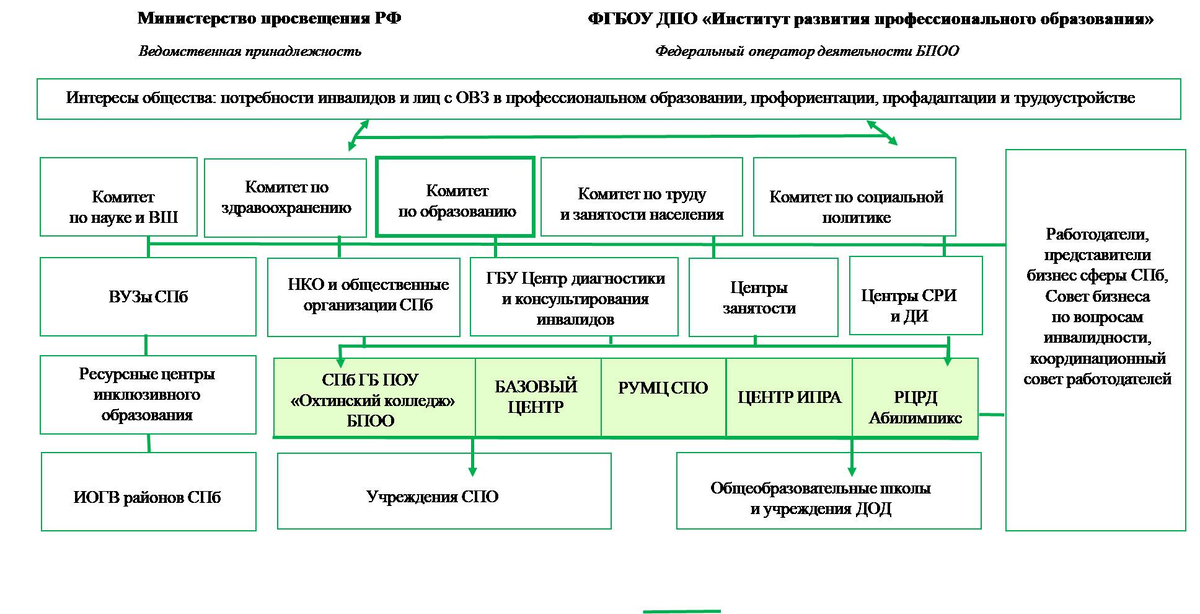 Рисунок 1. Модель взаимодействия БПОО Санкт-Петербурга с субъектами РСИПО