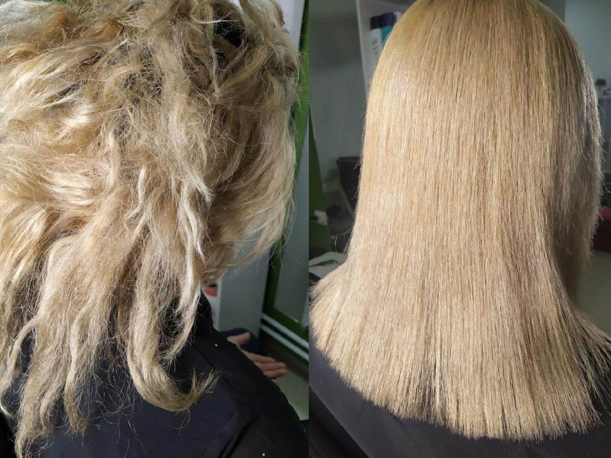 Нанопластика Floractive на очень пористых, поврежденных волосах с плотным завитком