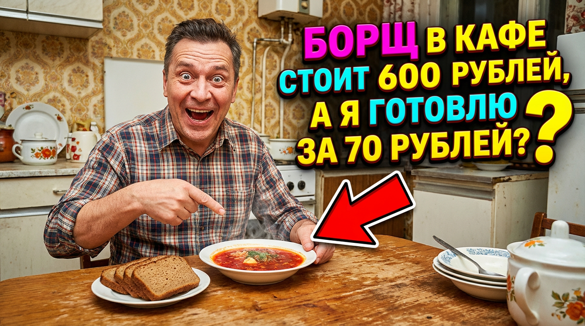Борщ в кафе стоит 600 рублей, а я готовлю за 70 рублей