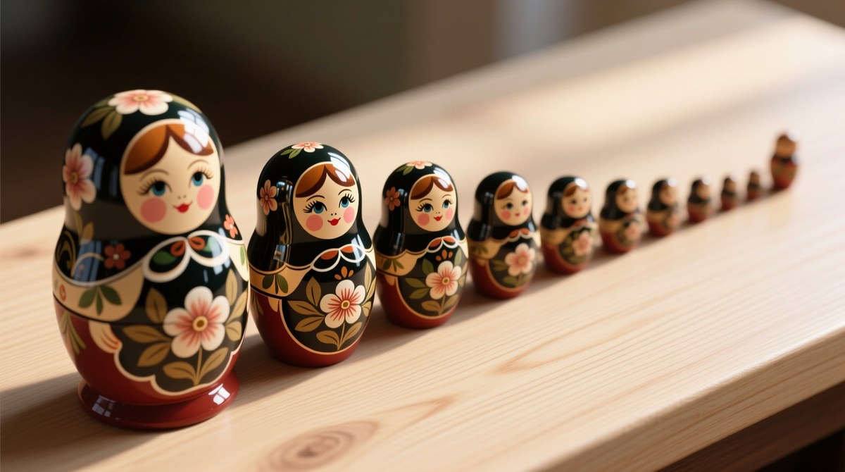 Модель матрешки демонстрирует принцип вложенности. Этот метод используется для анализа структур в природе, обществе и информационных системах.