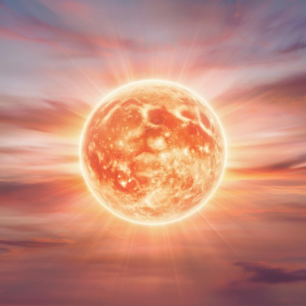 Солнце. Иллюстрация сгенерирована нейросетью