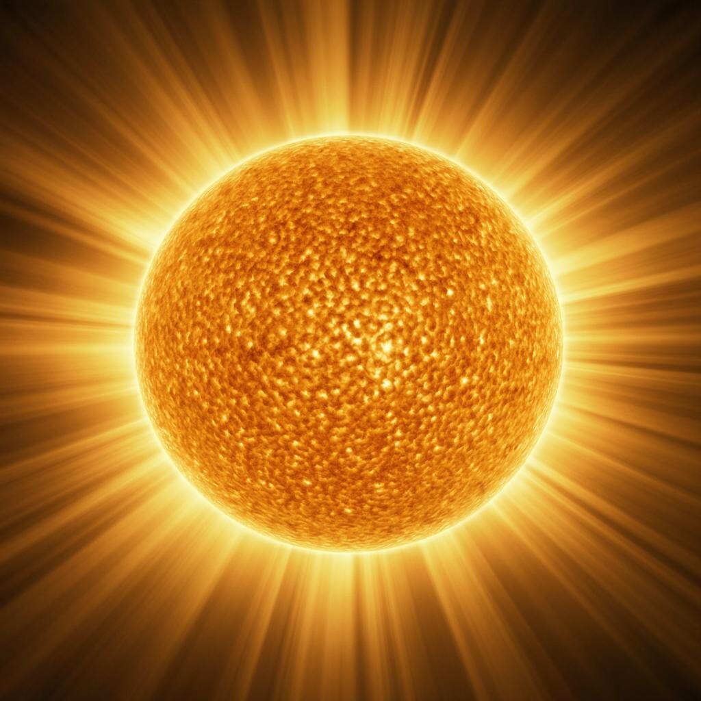 Солнце. Иллюстрация сгенерирована нейросетью