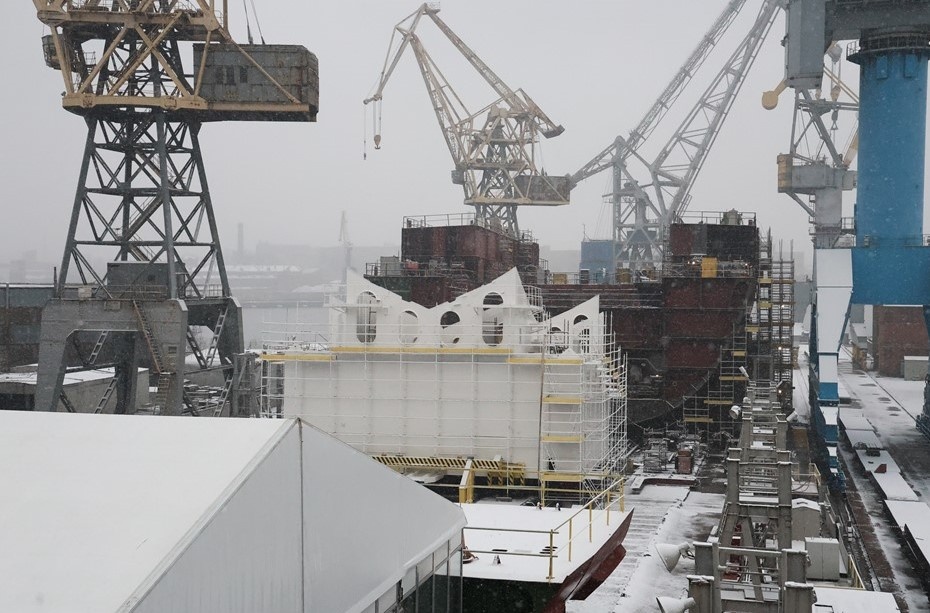 Автор фото: ТАСС. Начало строительства атомного ледокола "Сталинград" на Балтийском заводе.