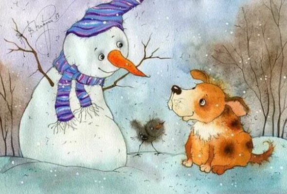 Милые и добрые зимние картинки детства в живописи художницы Екатерины Бабок и Виктории Кирдий.