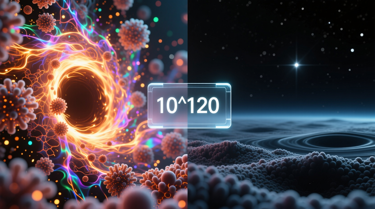 Квантовая физика предсказывает колоссальную энергию пустого пространства, но Вселенная расширяется так, будто ее почти нет. Разрыв между теорией и наблюдением составляет 120 порядков, что указывает на неполноту наших знаний.