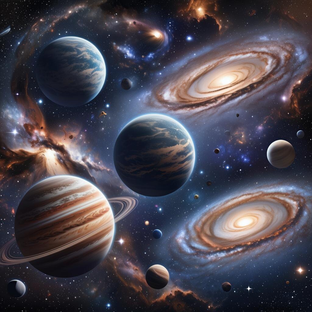 Планеты. Иллюстрация сгенерирована нейросетью