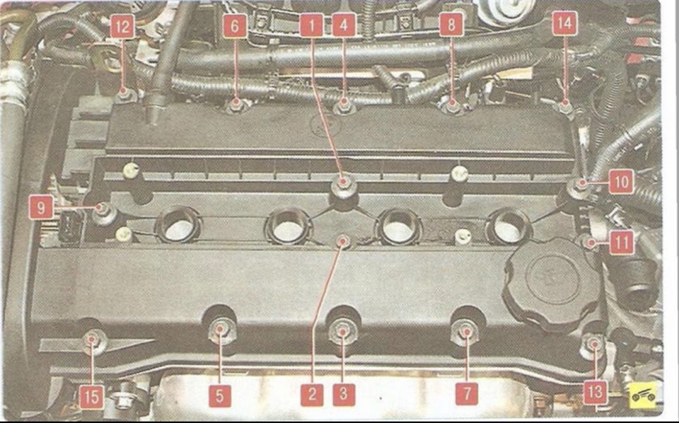 Затягивал по схеме с усилием 10 Н.м