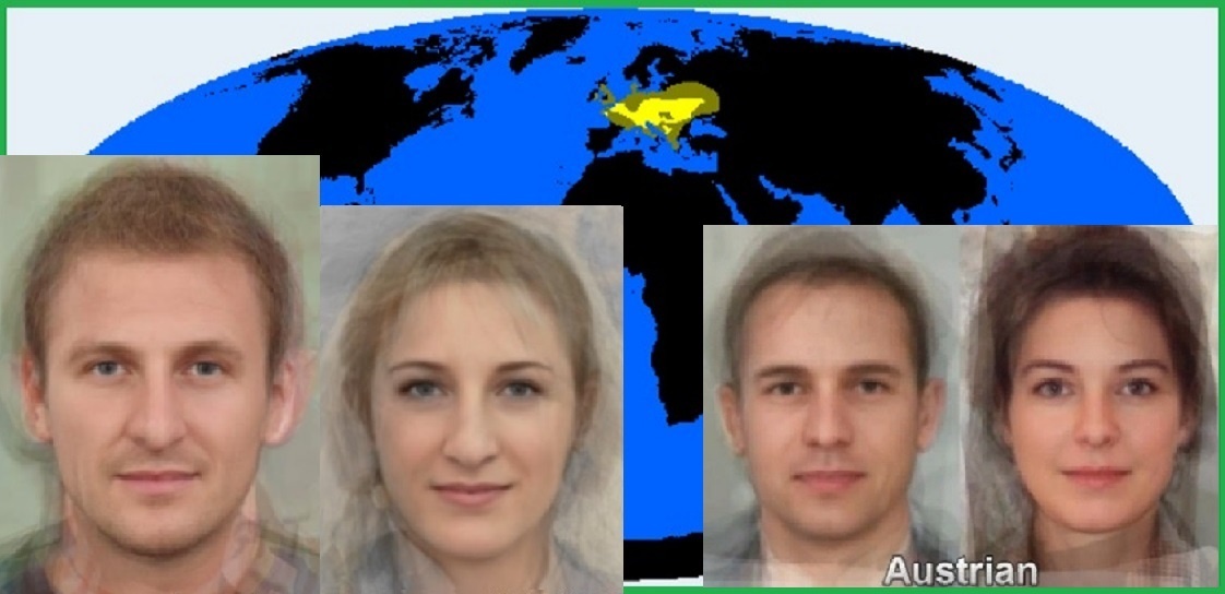 В честь королевства Норик назван обычный для Австрии расовый тип НОРИД (слева), связанный с расселением по Европе (карта) метисов КЕЛЬТОВ и ИЛЛИРИЙЦЕВ. Для сравнения справа внизу дан усреднённый фоторобот современных австрийцев. (материал из открытых источников)
