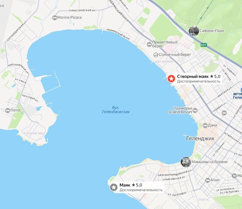 Створный маяк на карте (скриншот Яндекса)