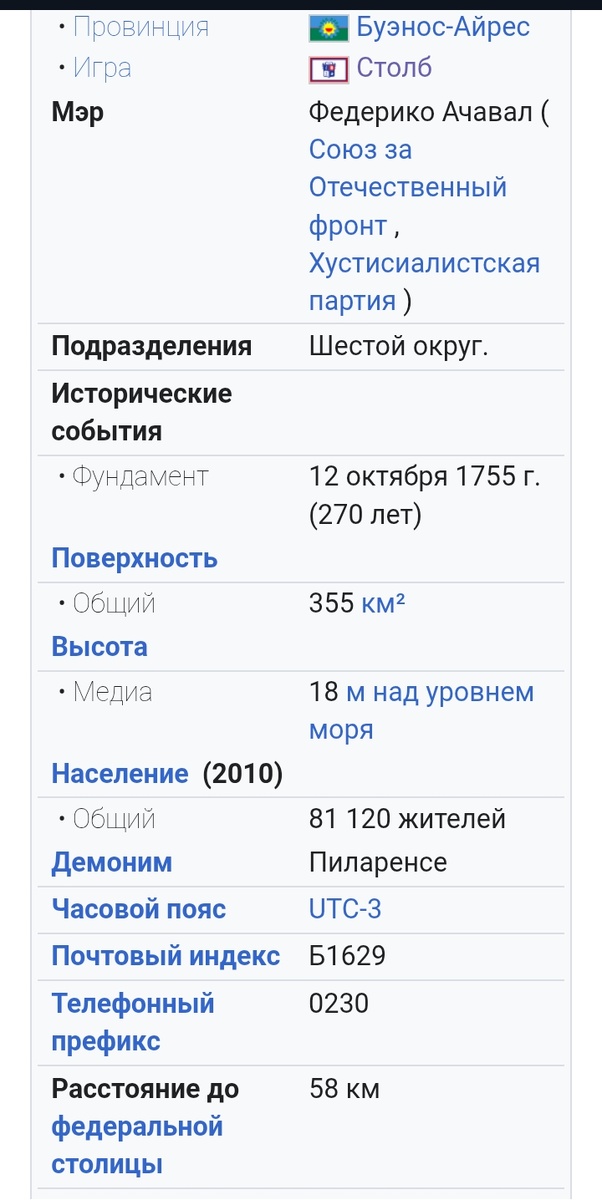 Автоматический перевод перевёл город Пилар, как «Столб». Средняя высота города Пилар 18 метров, что вдвое выше чем Лурин. 
