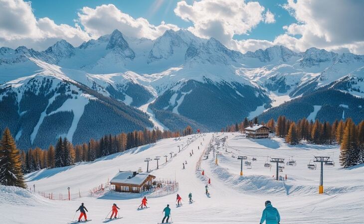 Горнолыжный курорт. Фото: сгенерировано с помощью нейросети "Алиса", "Атмосфера"