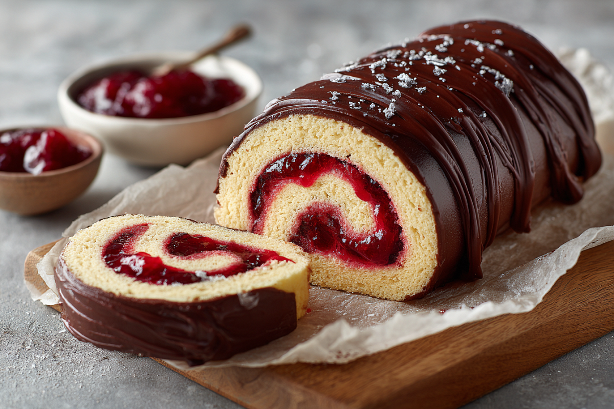    Охлаждённый рулет покрываем глазурью