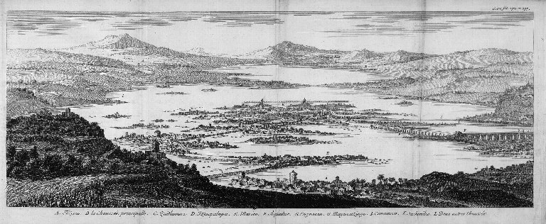 Рисунок Теночтитлана на озере Тескоко